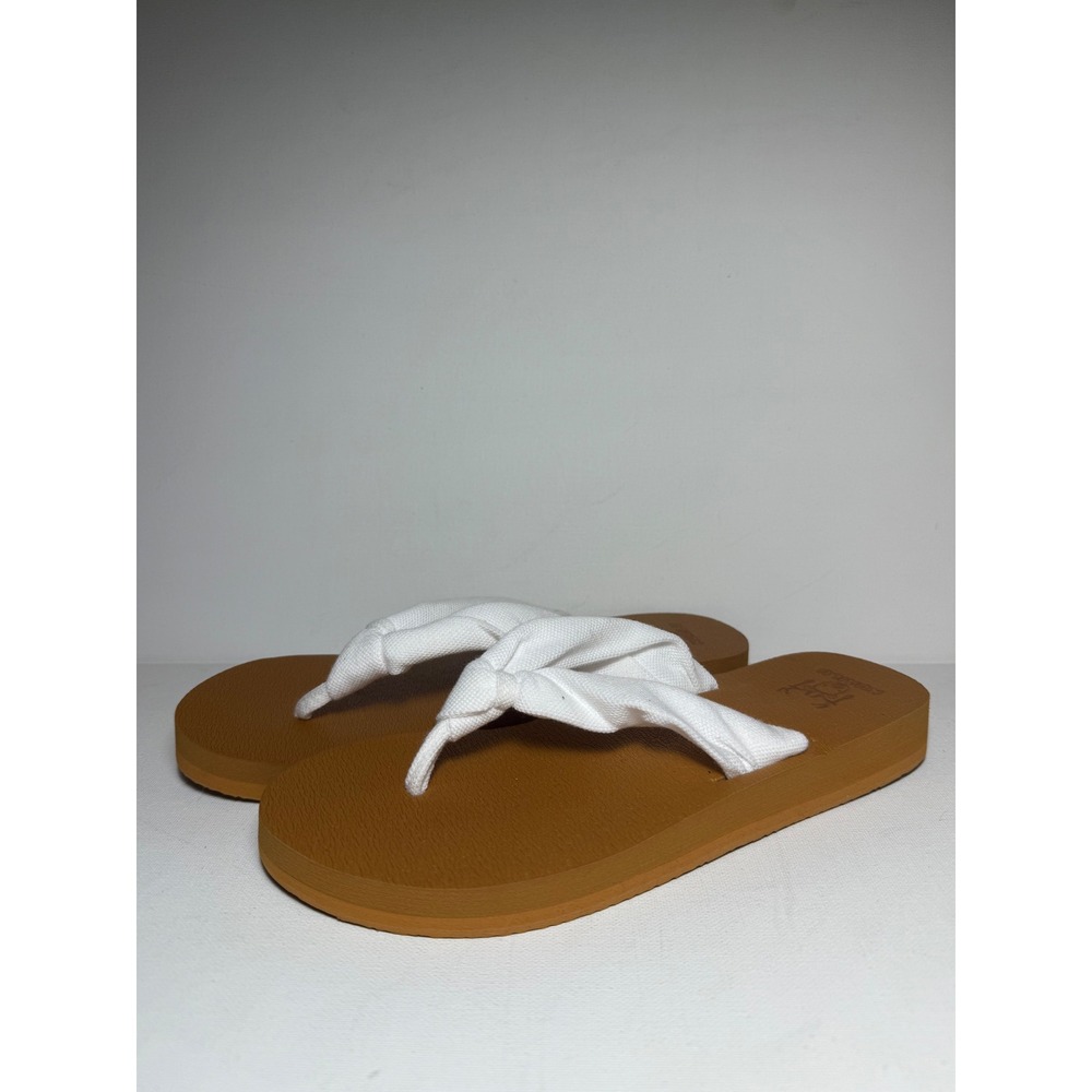Kuailu Flip Flop Sandals Size 9.5 Brown White Comfort Yoga Wear Slip On